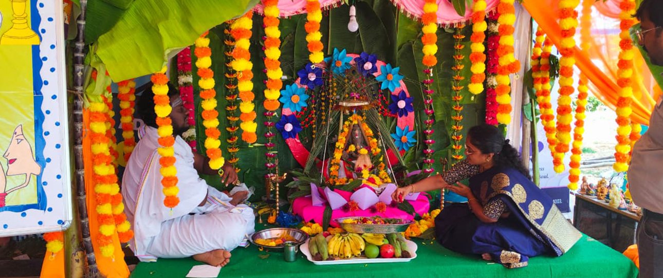 Teachers and students celebrating Ganesh Chaturthi 2025 together